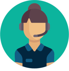 Woman with headset at call centre