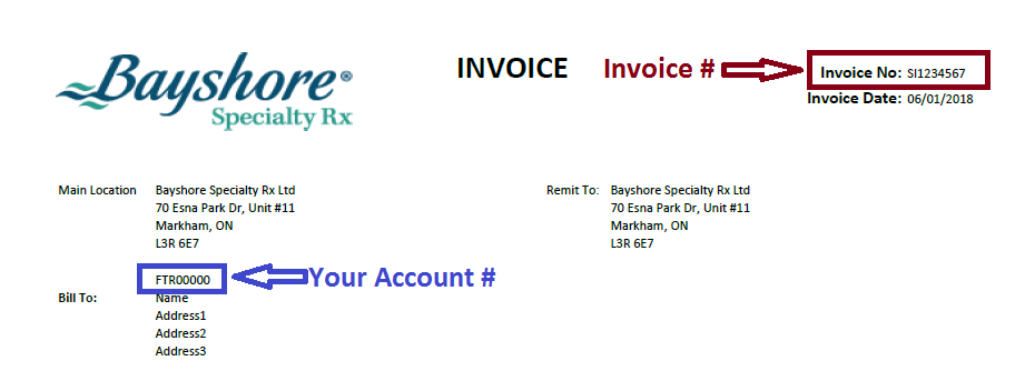 Invoice showing