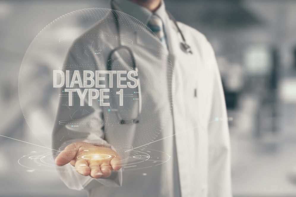 Doctor holding in hand Diabetes Type 1