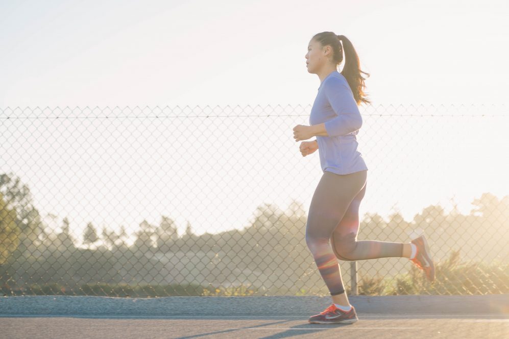 woman running at park