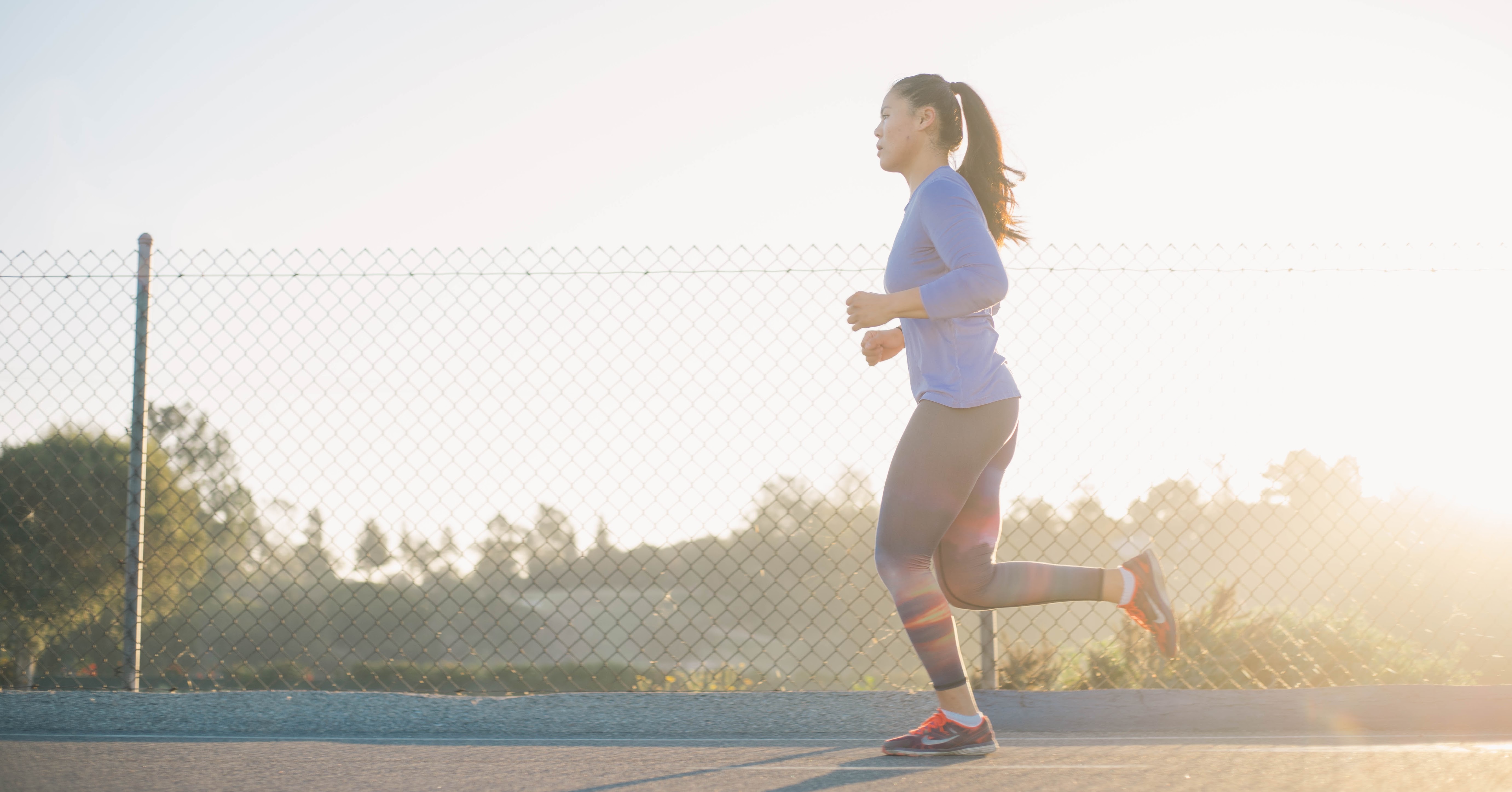 woman running at park