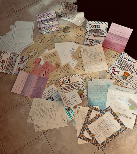 a collection of handwritten letters thanking them for all their hard work through out the year