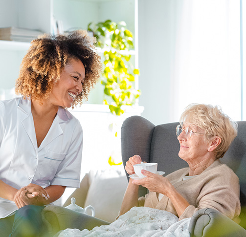 Woman with caregiver