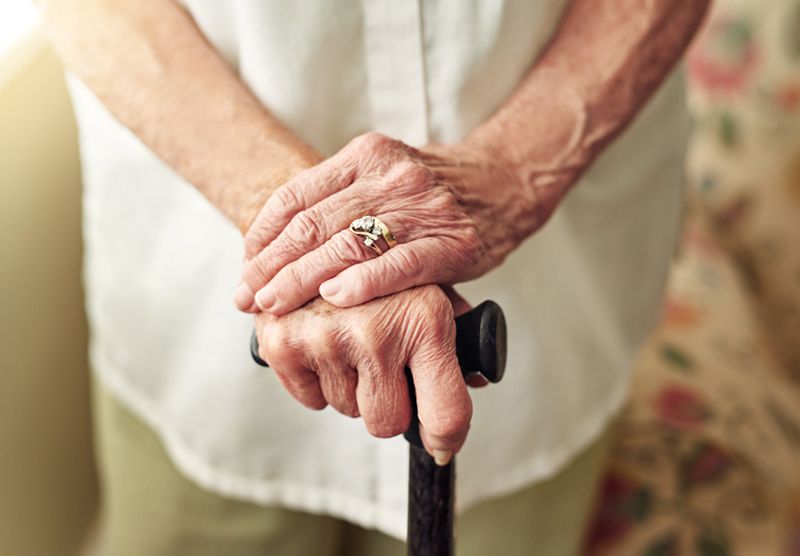 woman with cane