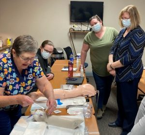 Nurses participating in hands-on training