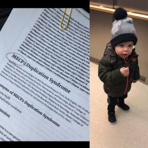 A young boy in an elevator 