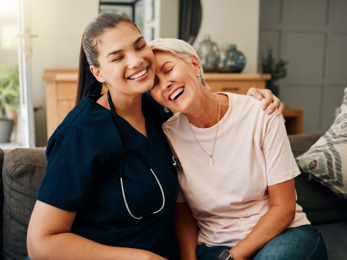 NHT Ontario female nurse with a senior woman