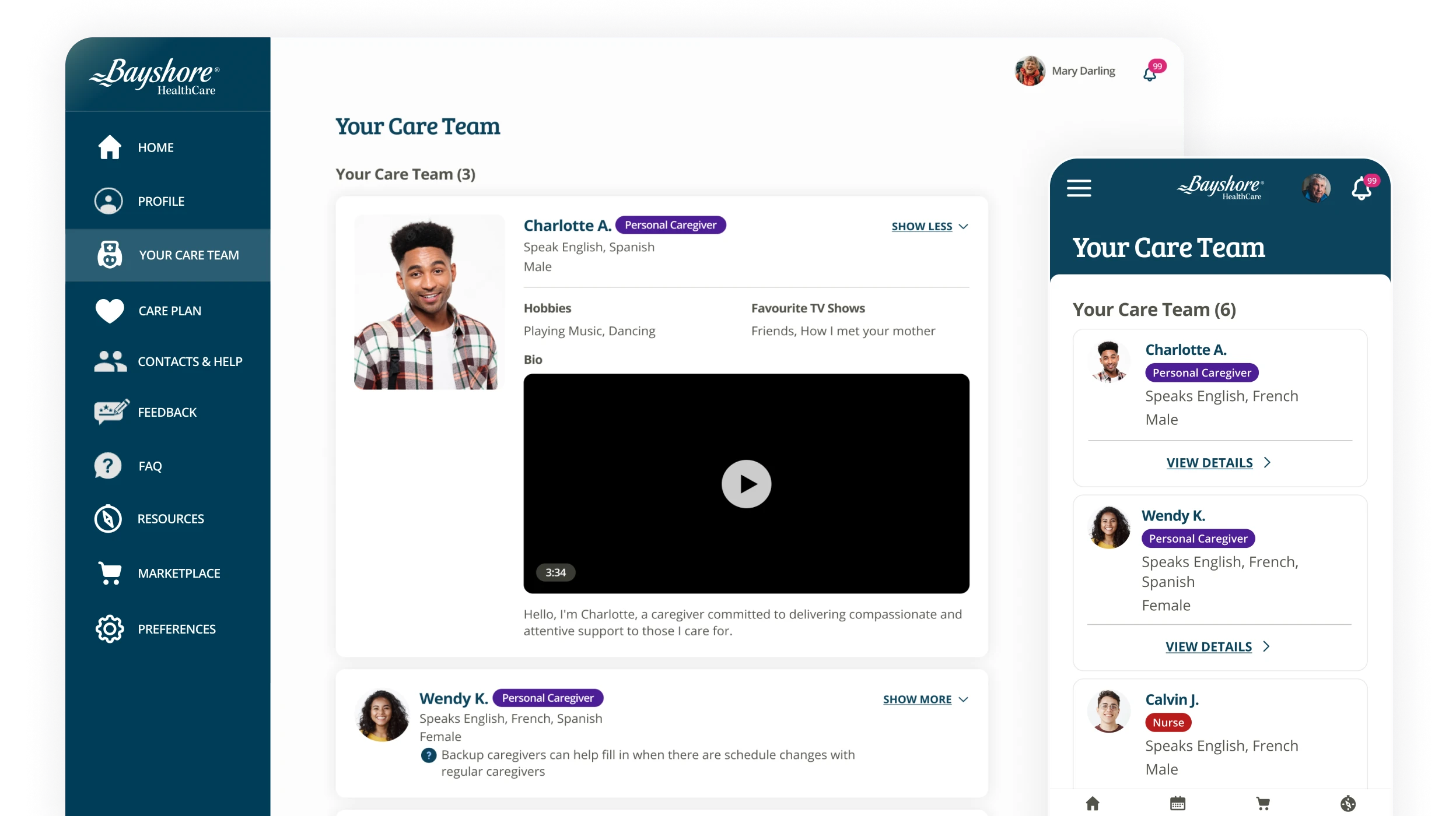 MyBayshoreCare Care Team page