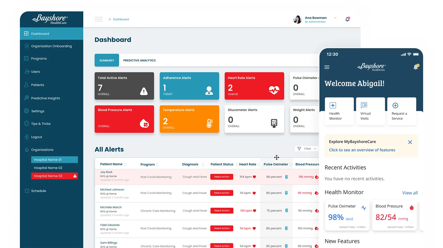MyBayshoreCare Health Monitor page