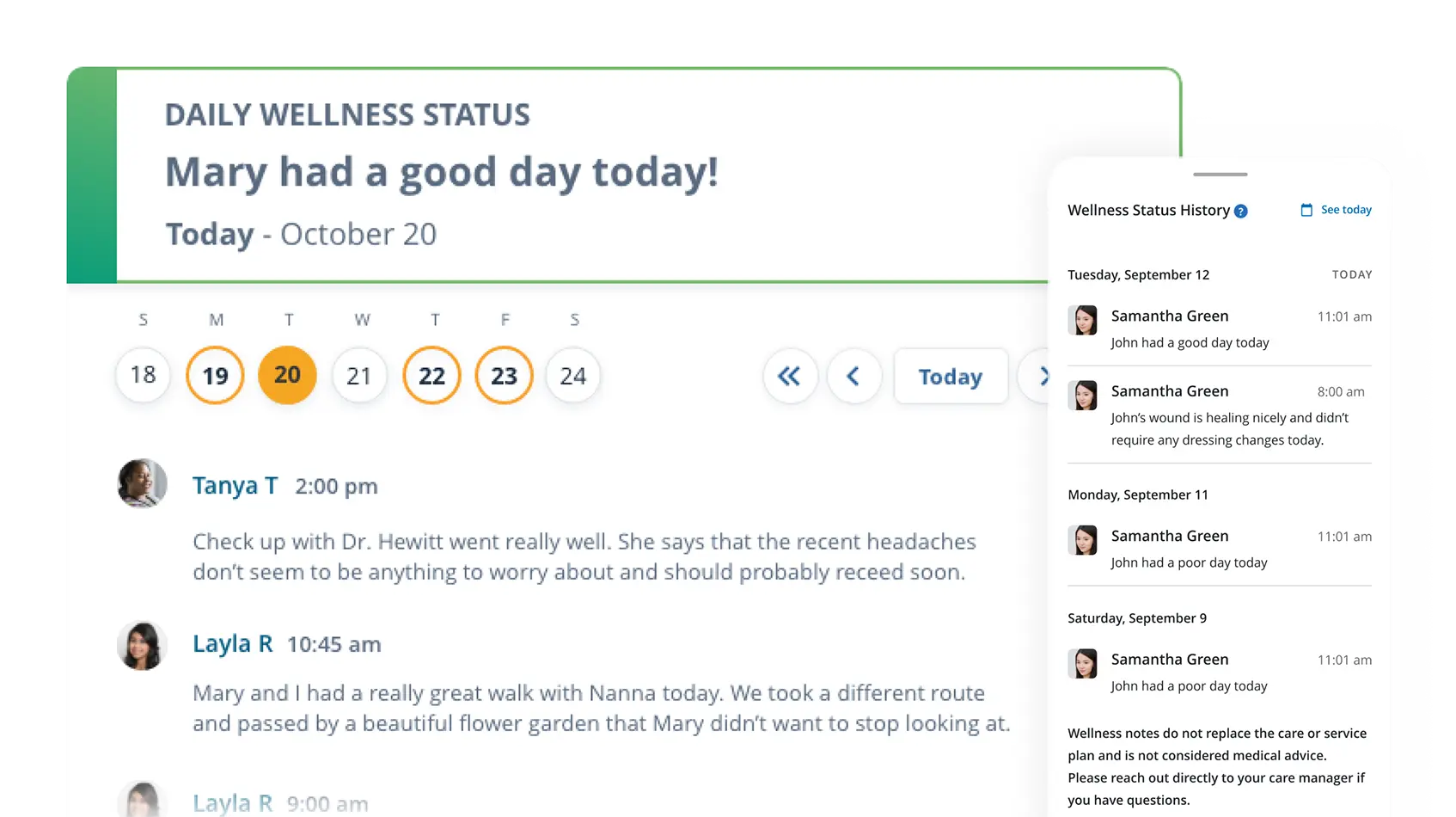 MyBayshoreCare Wellness Status Page